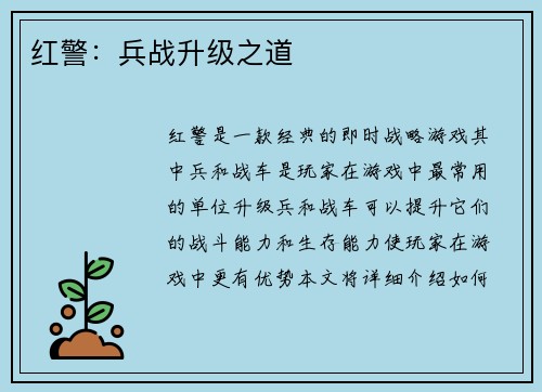 红警：兵战升级之道